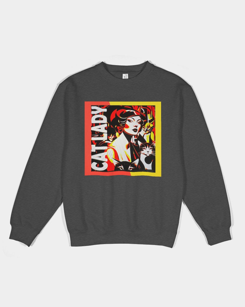 Cat Lady Deco Design Unisex Premium Crewneck Sweatshirt