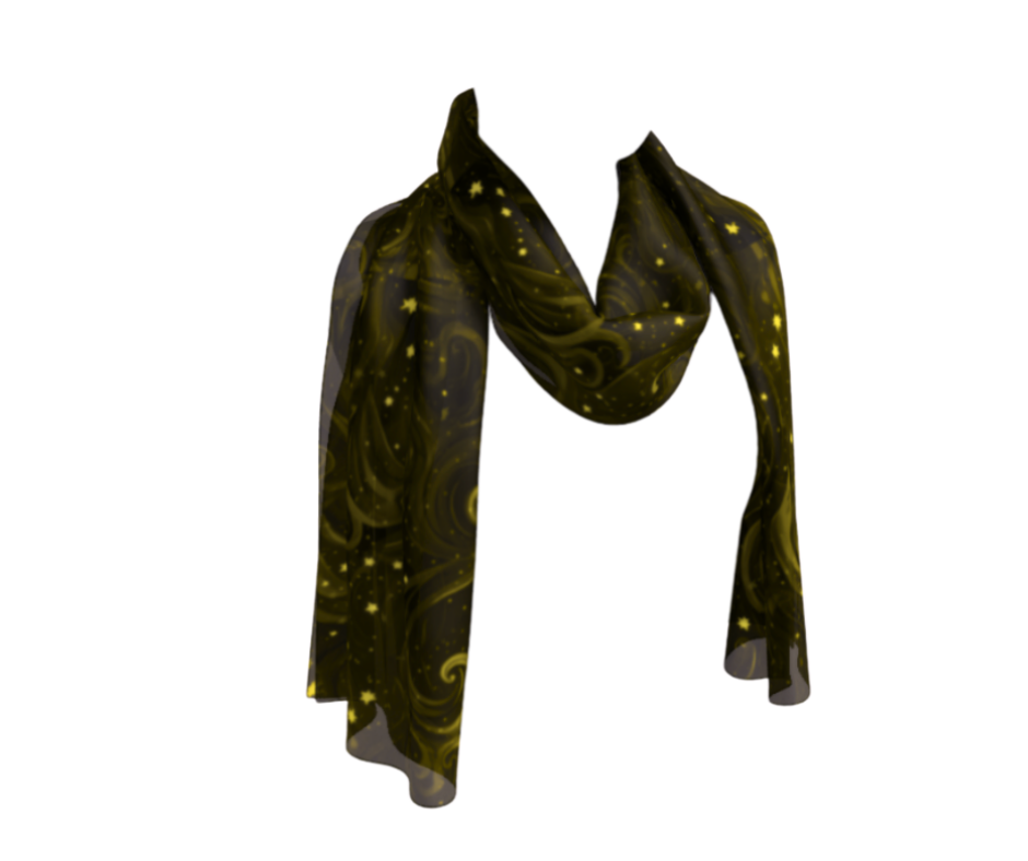 Golden Swirls Long Scarf