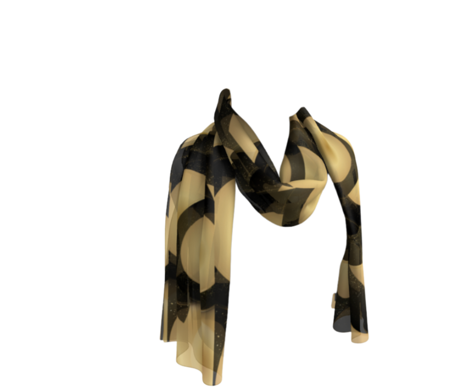 Black and Gold Abstract Long Scarf