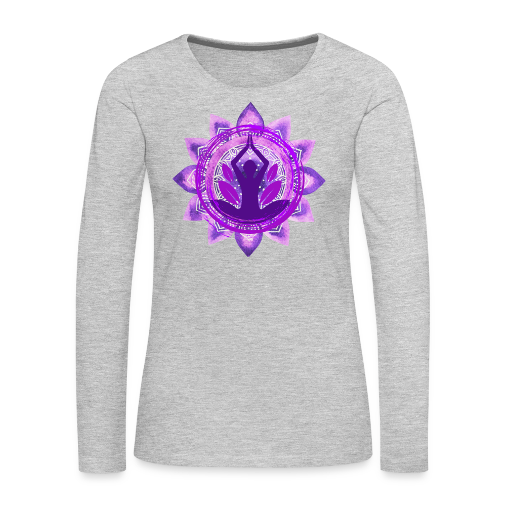 Yoga Mandala Women's Premium Long Sleeve Tee Shirt - heather gray