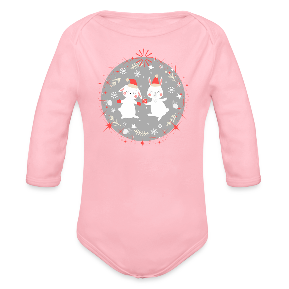 Organic Long Sleeve Baby Bodysuit - light pink