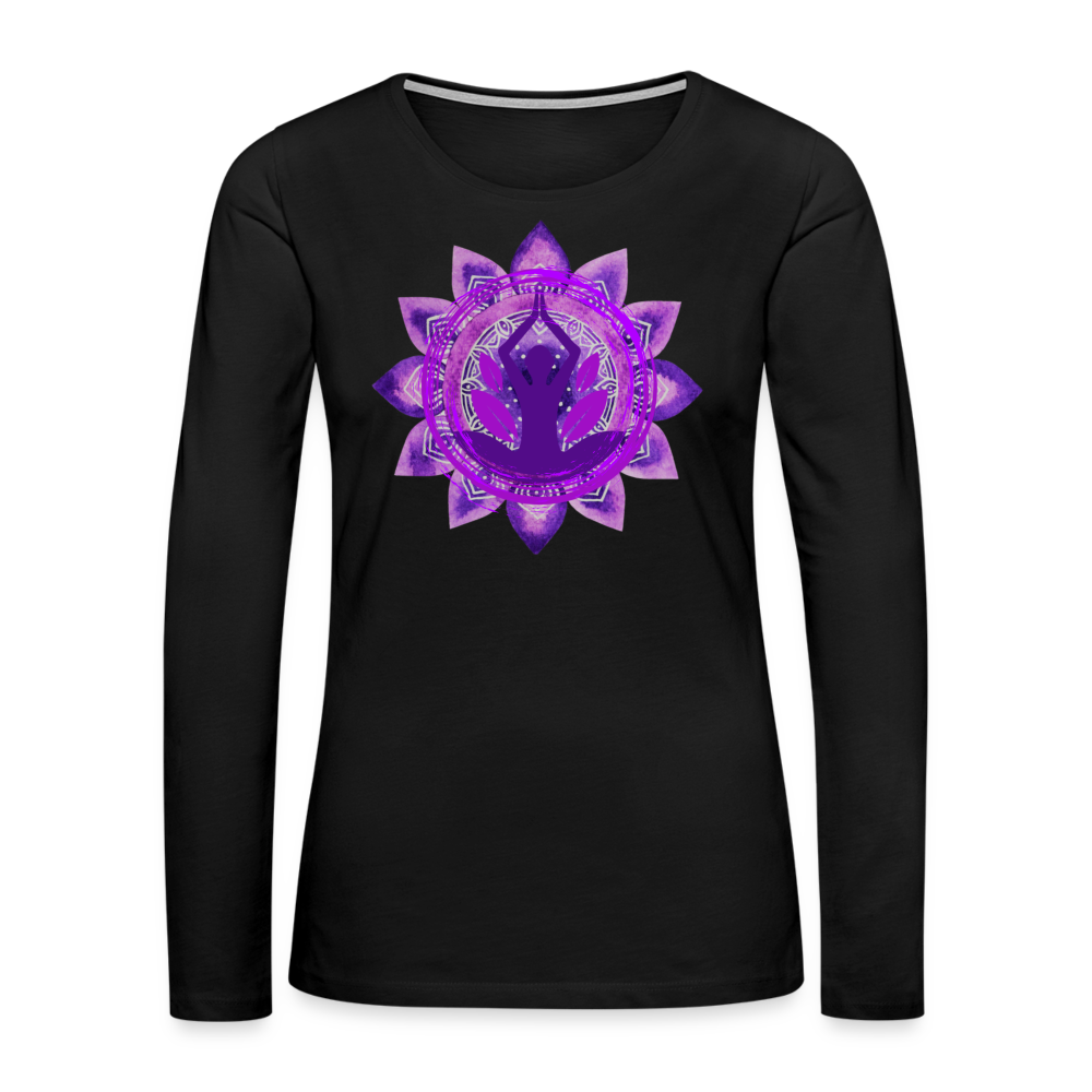 Yoga Mandala Women's Premium Long Sleeve Tee Shirt - black