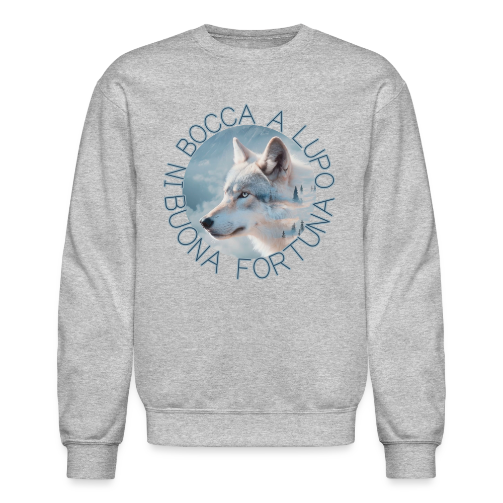 In Bocca a Lupo Crewneck Sweatshirt - heather gray