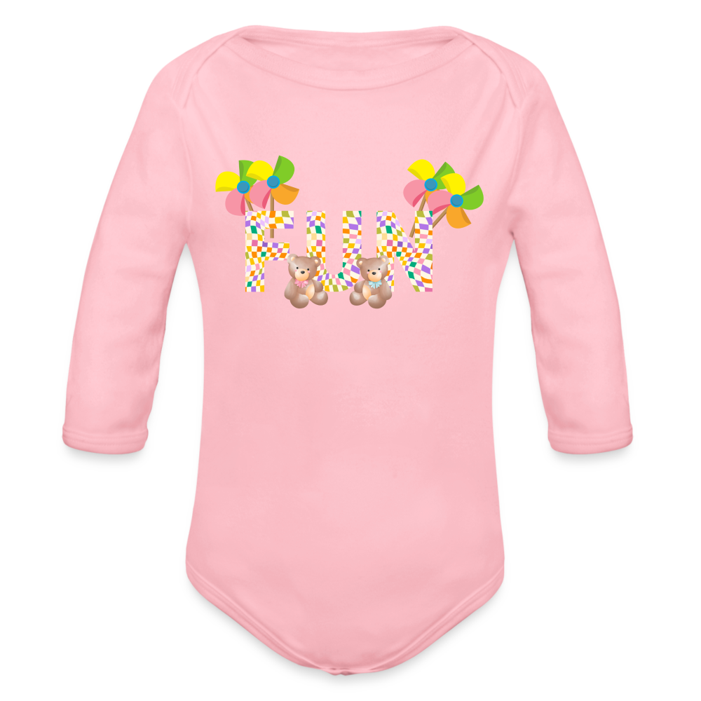 Fun Organic Long Sleeve Baby Bodysuit - light pink