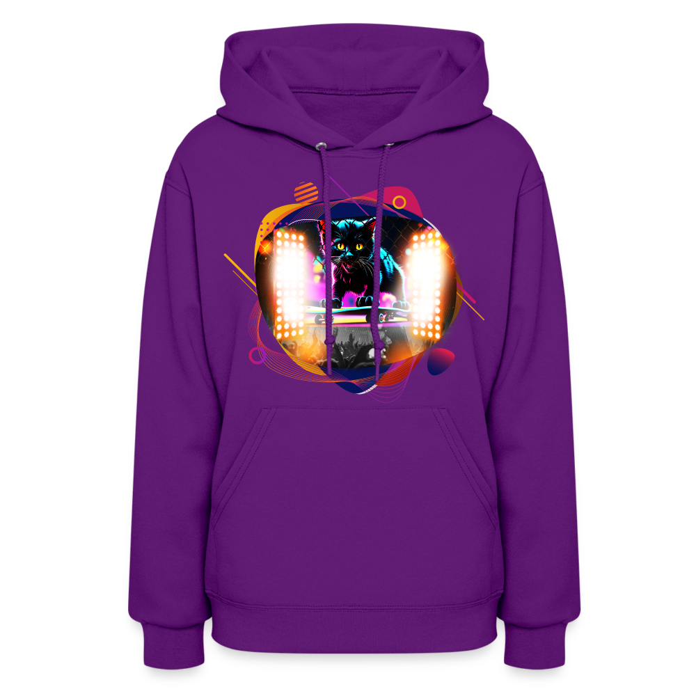 Skateboarding Cat Women's Hoodie - purple