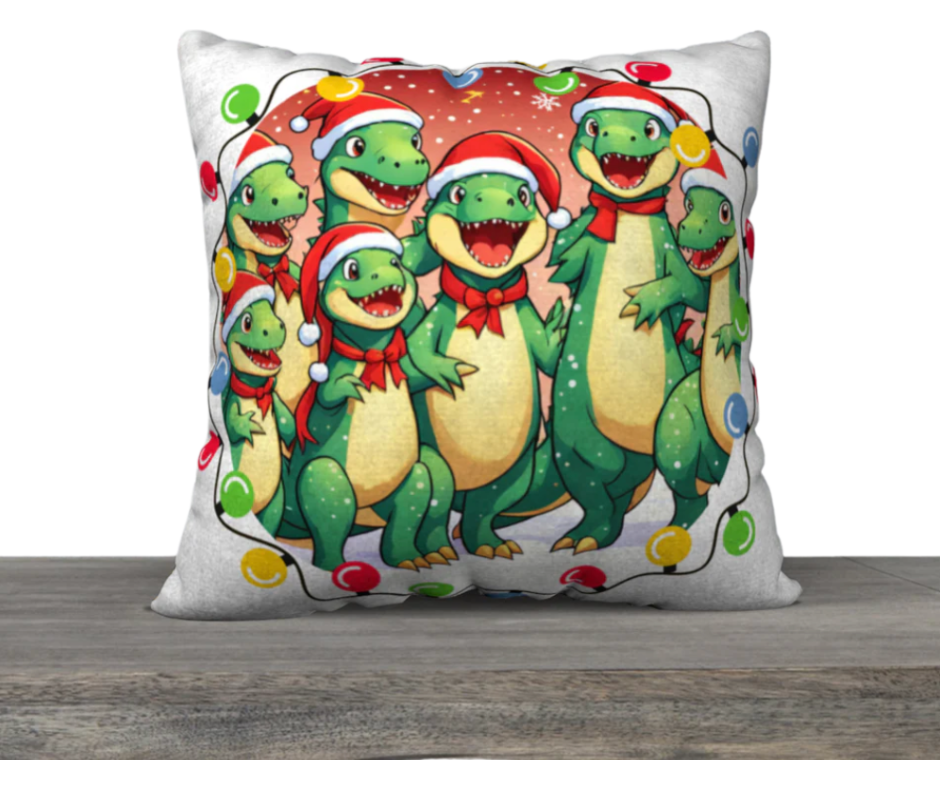 Merry Dinosaurs 22" x 22" Pillow Case