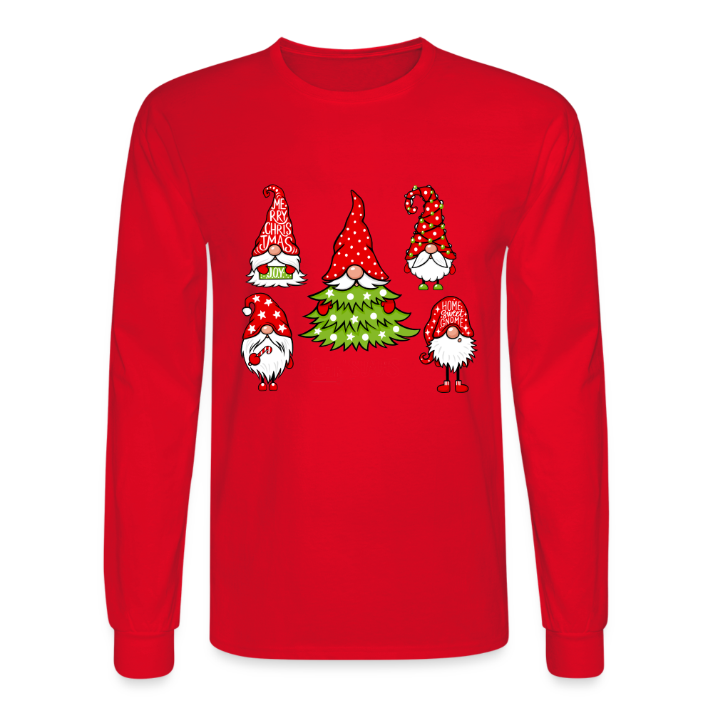 Gnomes Long Sleeve Adult Tee - red