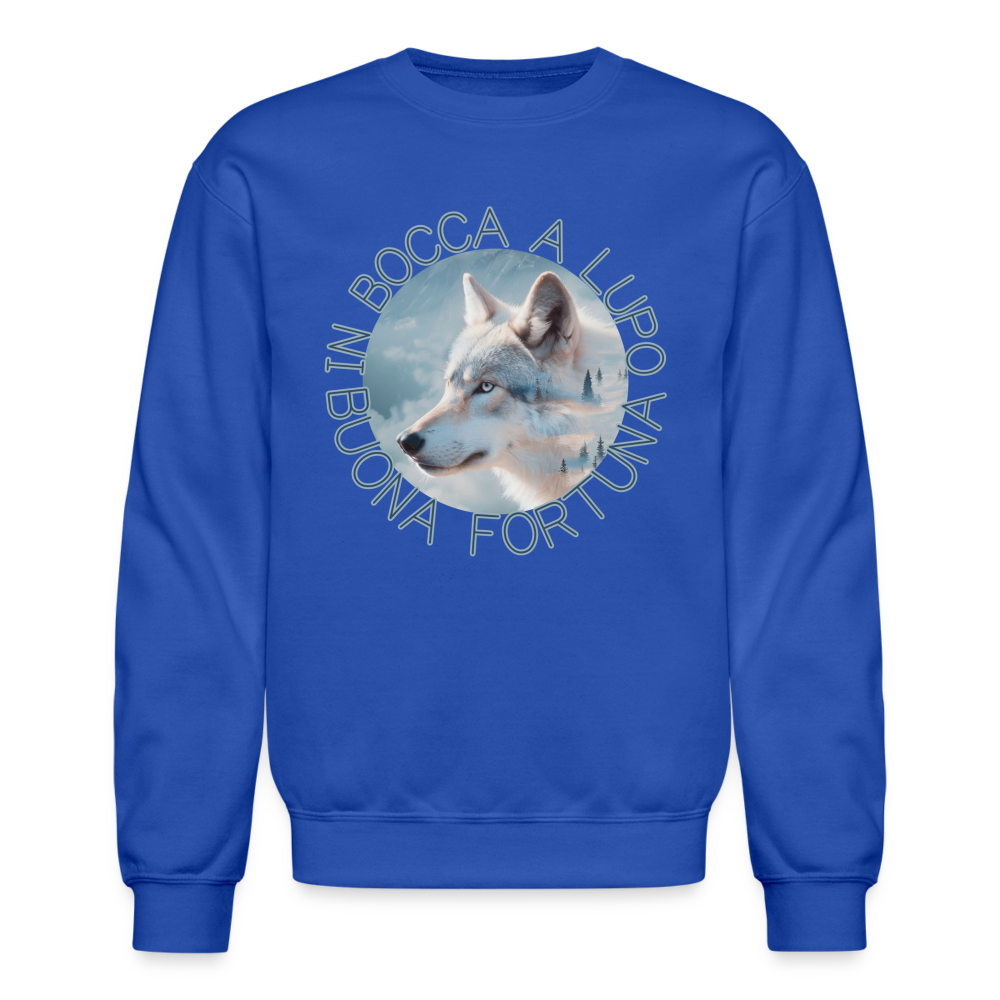 In Bocca a Lupo Crewneck Sweatshirt - royal blue