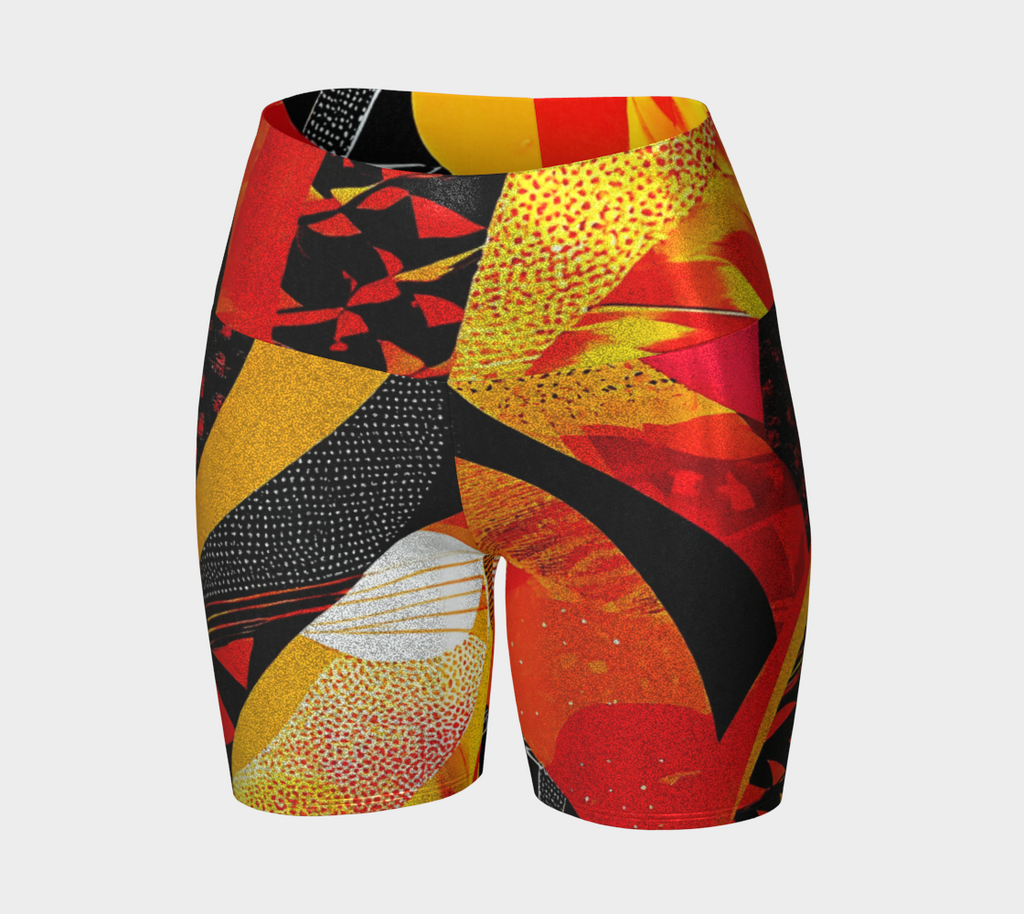Bright Orange, Yellow and Black Yoga Shorts