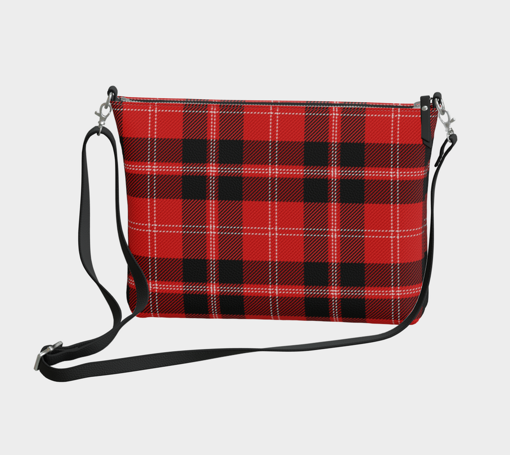 Red Plaid Vegan Leather Crossbody Bag