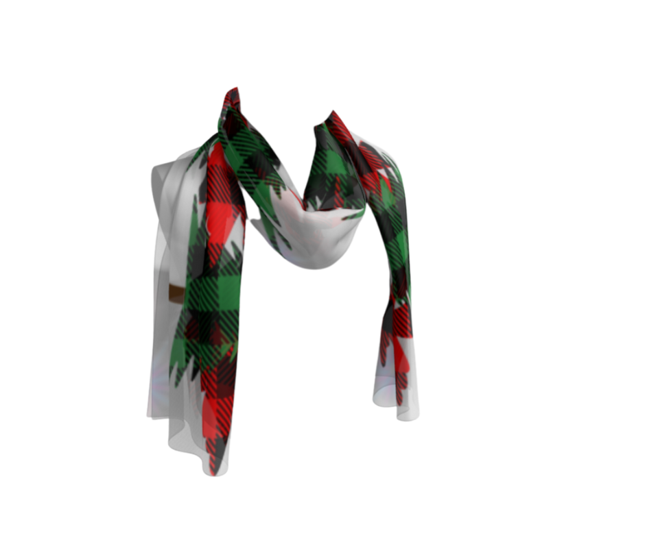 Plaid Trees Long Scarf