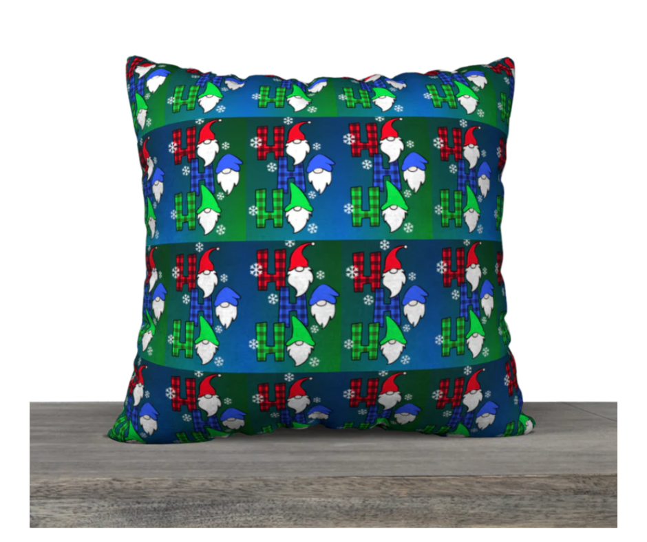 HoHoHo Green Houndstooth Back 22" x 22" Pillow Case