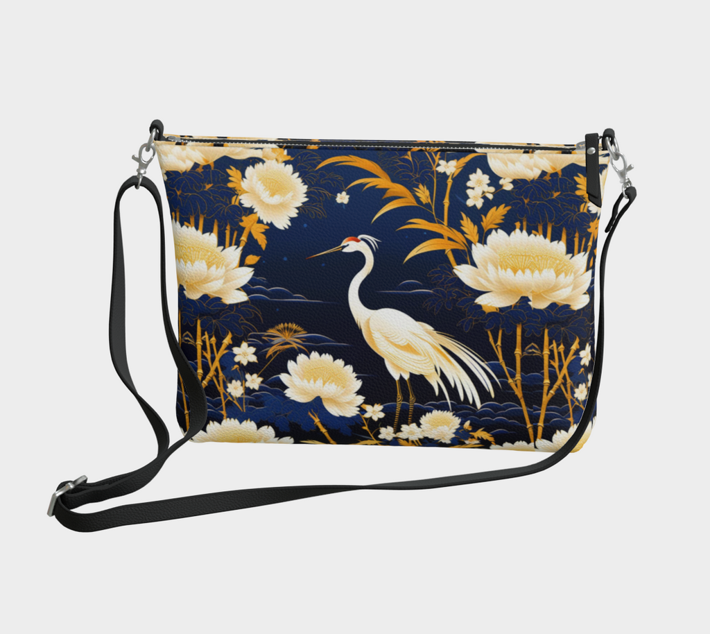 Peaceful Crane Vegan Leather Crossbody Bag