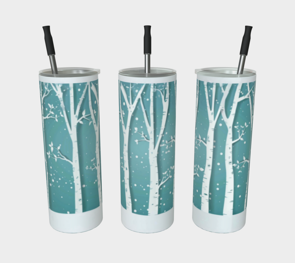 Birch Trees in the Snow Stainless Water Cup