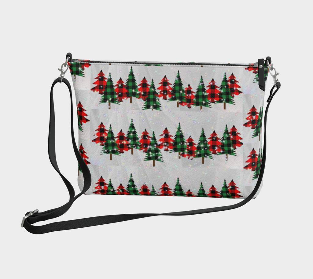 Plaid Trees Vegan Leather Crossbody Bag