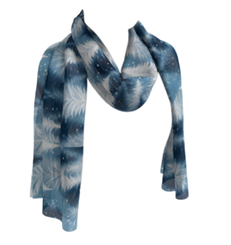 Frosty Blue Tree Forest Long Scarf