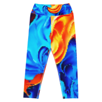 Bright Blue and Orange Yoga Capri Leggings