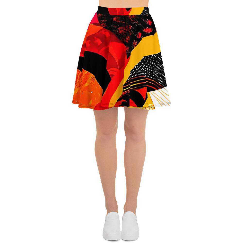 Orange, Yellow and Black Skater Skirt