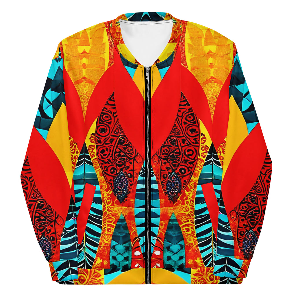 Orange, Yellow, Turquoise Unisex Bomber Jacket