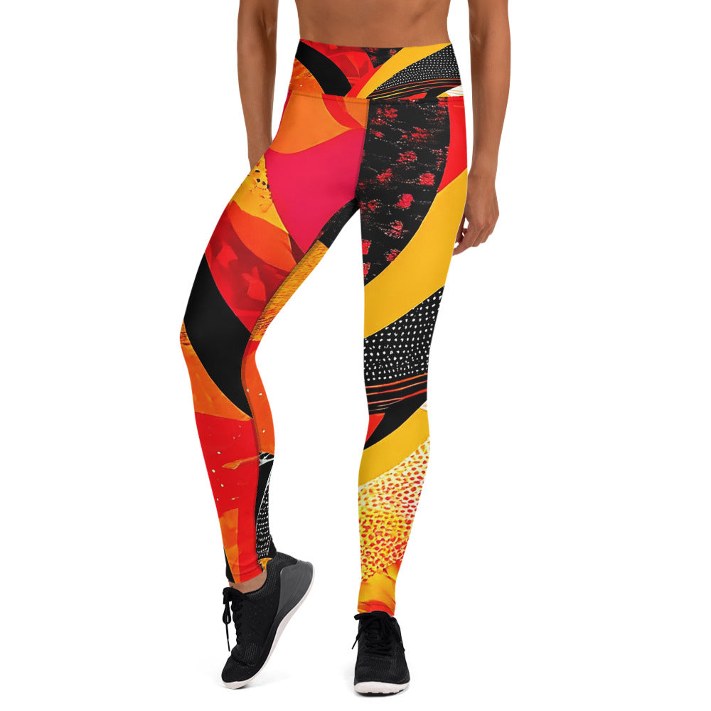 Orange, Gold and Black Yoga Leggings