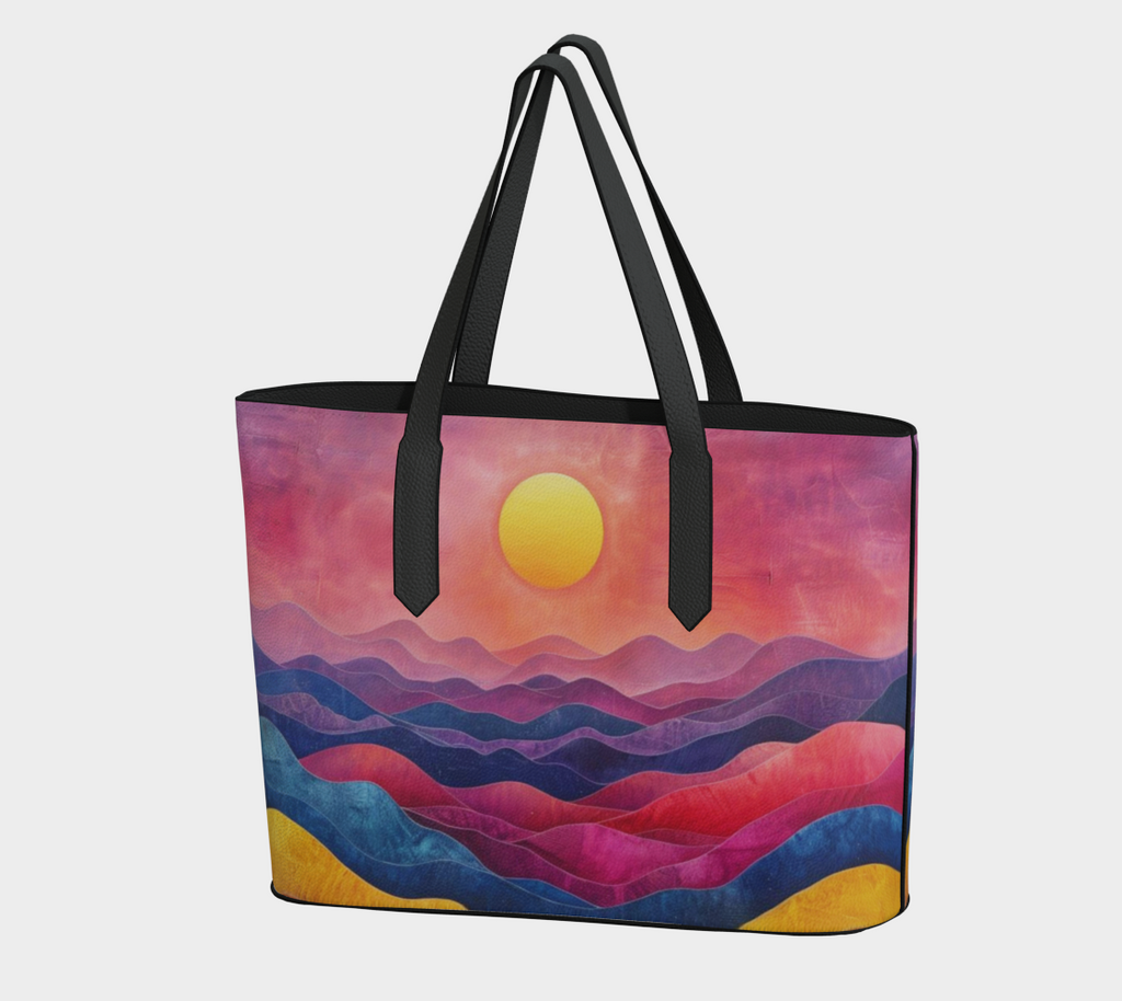 Color Waves Vegan Leather Tote Bag