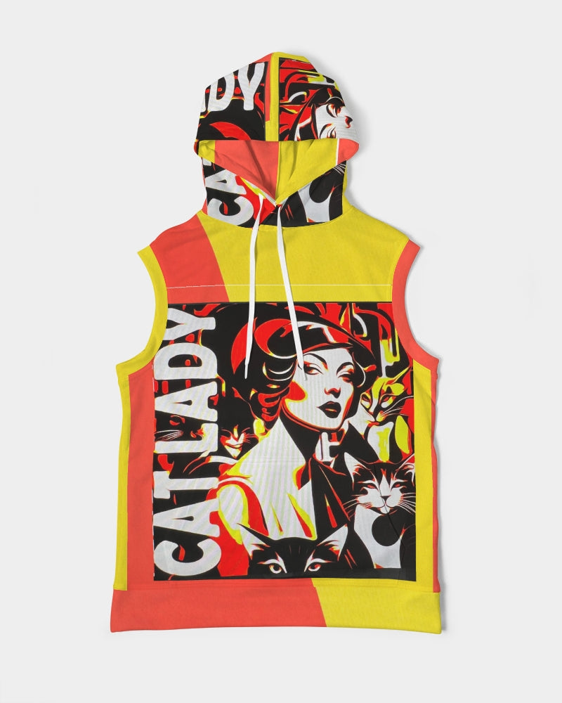 Cat Lady Deco Design Men's Heavyweight Sleeveless Hoodie