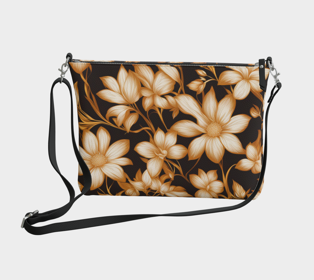 Winter Flowers Vegan Leather Crossbody Bag