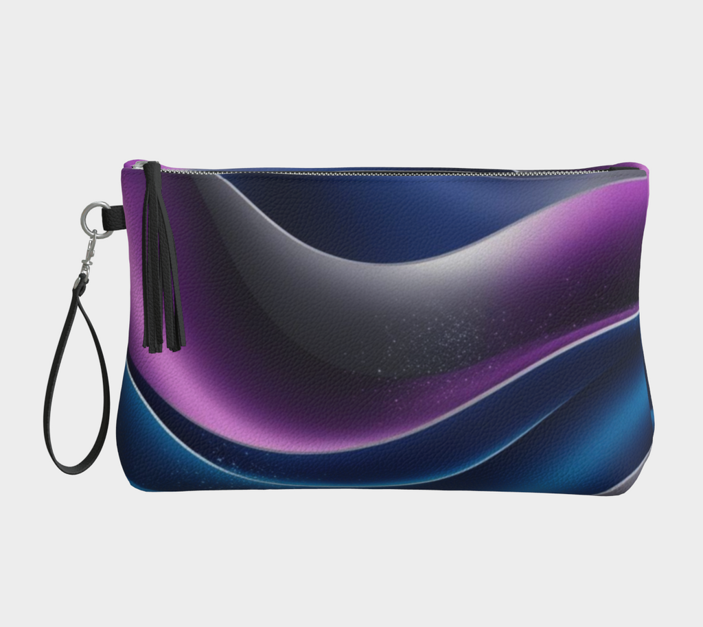 Purple Stripe Vegan Leather Makeup Bag