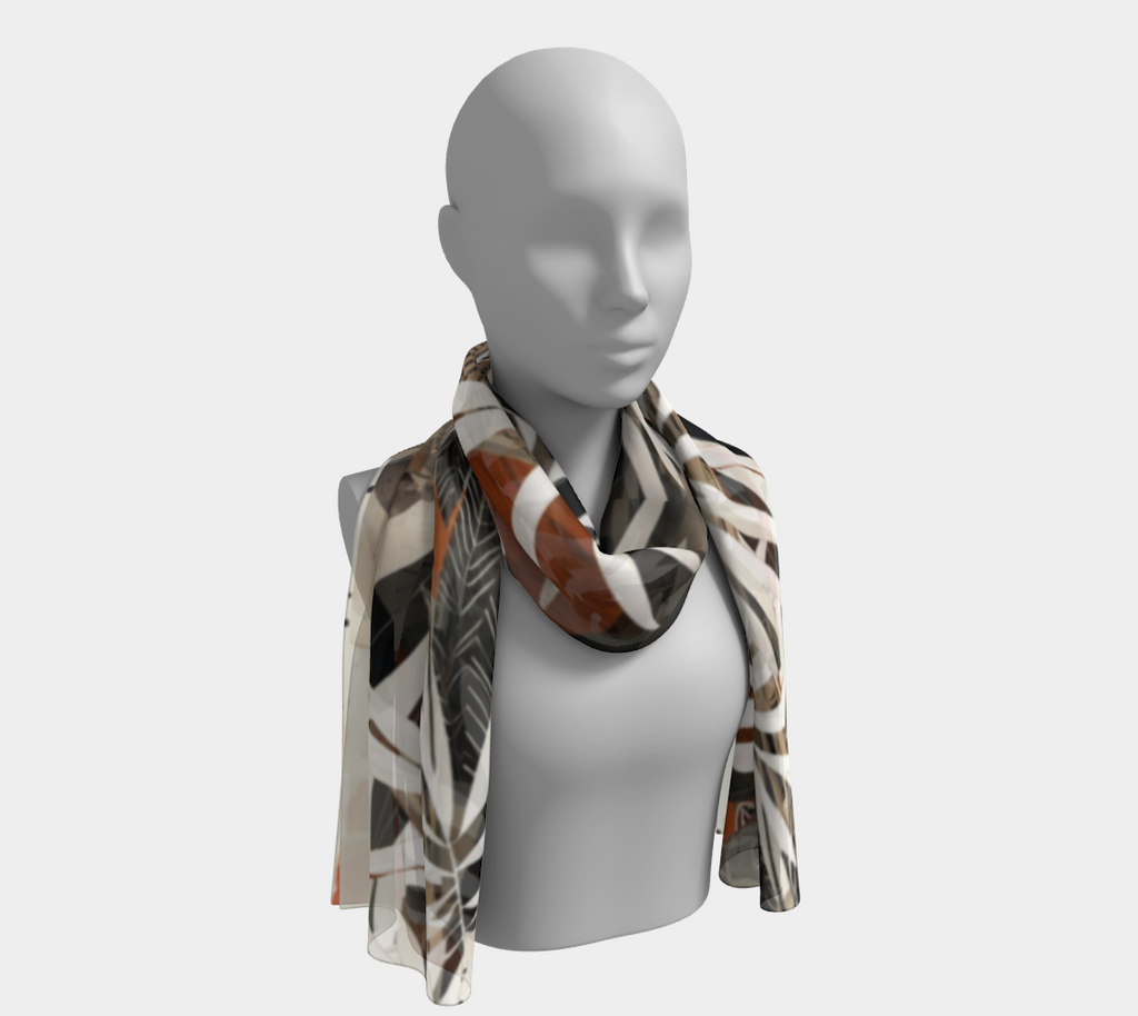 Brown and Black Abstract Long Scarf