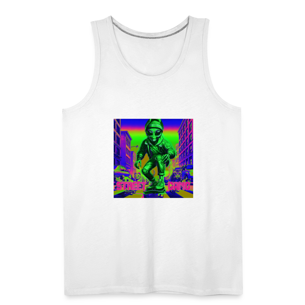 Unexpected and Delightful Alien With Cats Premium Tank - white