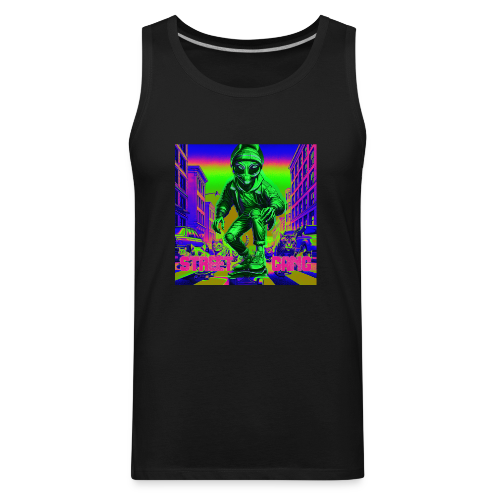 Unexpected and Delightful Alien With Cats Premium Tank - black