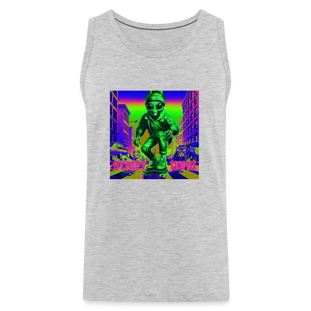 Unexpected and Delightful Alien With Cats Premium Tank - heather gray